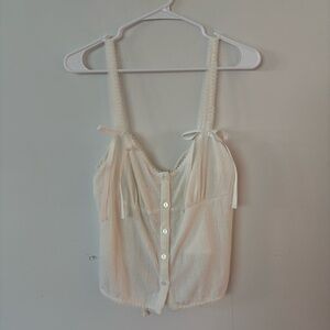 brand new! for love & lemons ivory white puff sleeve bow button cami tank top🤍